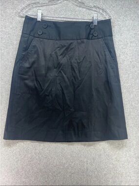 The Limited Black Button-Front A-Line Mini Skirt